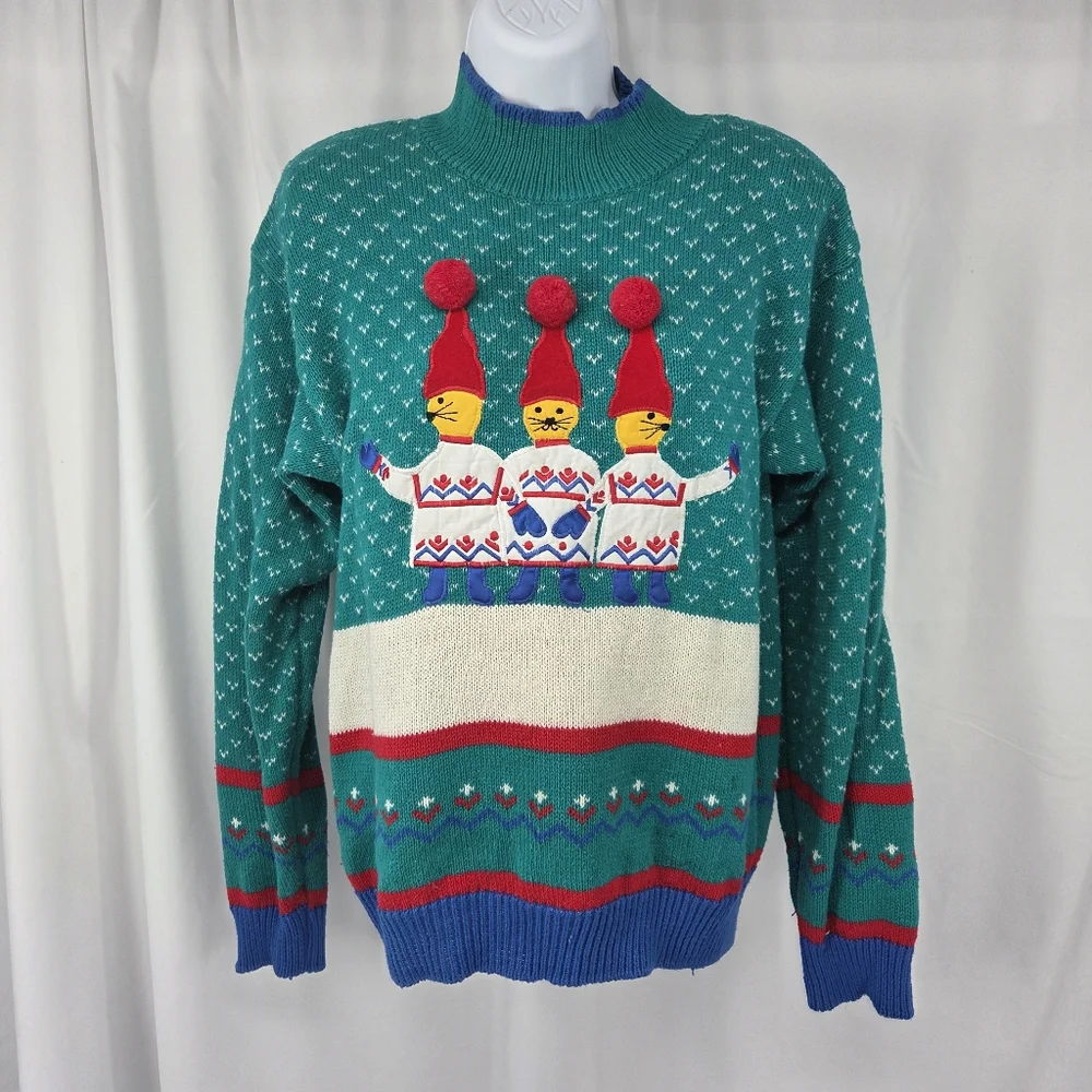 Jordache Vintage Cats in Sweaters Sweater size small